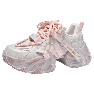 达芙妮粉色老爹鞋女厚底增高鞋2026巨好看的百搭炸街运动女鞋子新