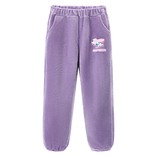 迪士尼女童法兰绒家居裤2025新款儿童加绒裤子冬睡裤小女孩暖暖裤