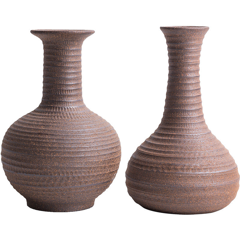 陶瓷花瓶桌面摆件复古花器禅意大号花插家居饰品禅意插花迷你中式