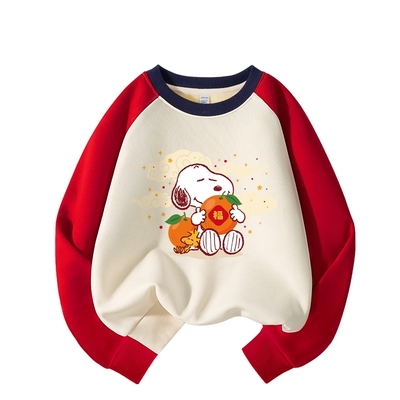 史努比儿童拜年服男童加绒卫衣冬