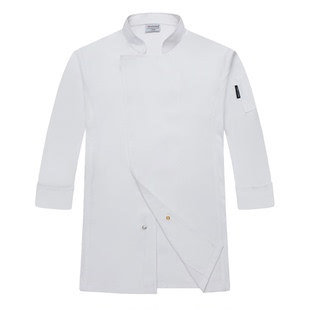 厨师工作服男长袖秋冬装中式酒店餐厅厨房厨师服装工衣七分袖定制