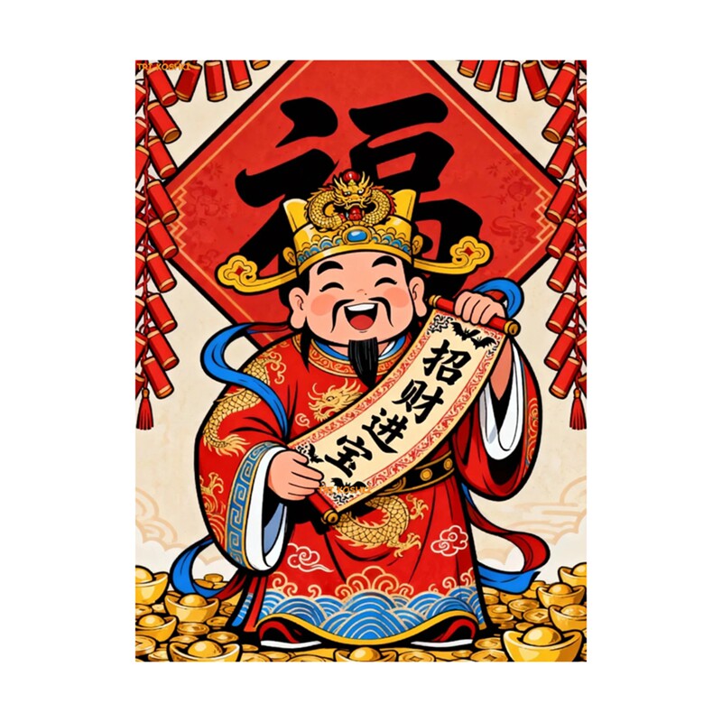 财神到财神爷墙贴玄关客厅书房商品办公室墙面财神爷贴画招财进宝