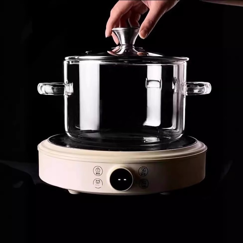 3.5升大容量硼硅玻璃汤锅可加热透明炖煮锅明火家用煲汤锅玻璃锅