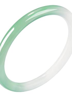 慕溪源天然白月光圆条玛瑙冰种玉镯女半山半水玉髓手镯送女友礼物