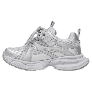 jeep网红爆款老爹鞋女童鞋子春季2026新款银色时尚运动鞋女孩炸街