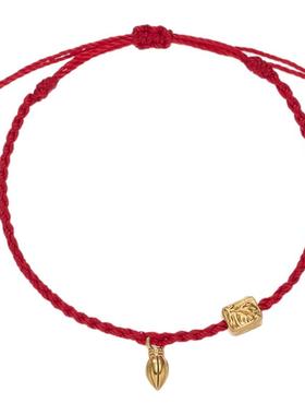 MONSECRET 2026春季新款棕榈红绳手链女精致编织简约红色手链