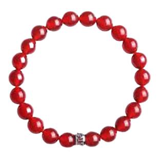 7--8MM天然川料南红玛瑙手链 火焰红玉石单串手串10