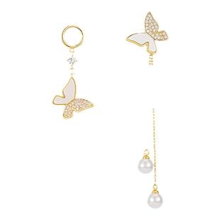 森系不对称耳夹无耳洞女2026年新款潮气质蝴蝶超仙仙气冷淡风耳饰