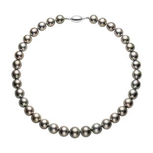 HELAS赫拉大溪地串珠黑珍珠项链铂金灰海水珍珠颈饰真科研大证