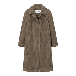loeuvre经典千鸟格羊毛外套女25秋冬新款翻领中长款大衣 SW5WH423