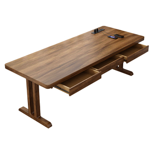 实木实心电脑桌台式书桌工腿稳固大板长条双人电竞桌工作学习桌