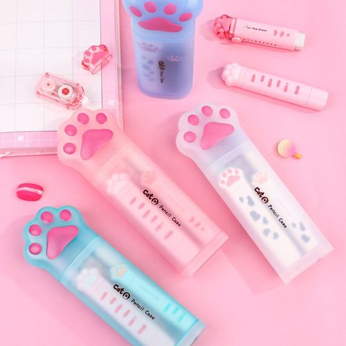 学生可爱卡通猫爪笔袋韩学生文具心网版红超萌袋少女铅笔盒ins女