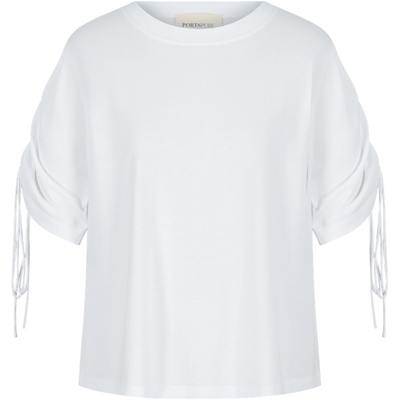 PORTSPURE短袖T恤设计感花朵抽绳