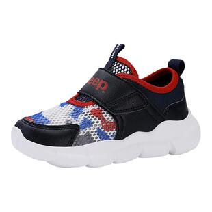 jeep儿童毛毛虫鞋夏季单网鞋2026新款透气一脚蹬女童鞋男童运动鞋