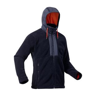 迪卡侬户外雪地徒步羊羔绒男连帽卫衣加厚抓绒拼接休闲外套ODF