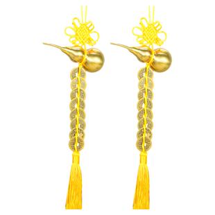 开口空心小黄铜葫芦五帝钱挂件门对门开盖黄绳挂六帝钱中国结流苏