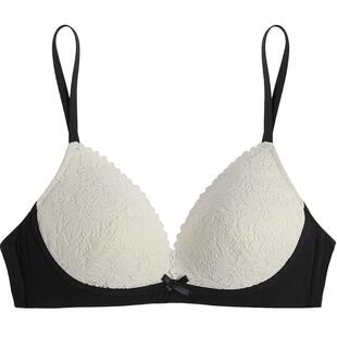 好奇蜜斯蕾丝法式内衣女性感无钢圈文胸罩套装薄纯欲夏三角杯白色