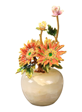 步步高升轻奢花卉造型桌面摆件