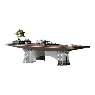 Mobeier 北美黑胡桃木茶桌高端别墅会所商务接待茶室空间悬浮茶台