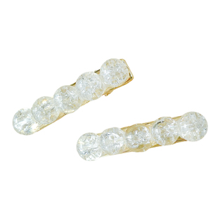 韩国进口晕染彩色仿碎晶珠珠发夹女一字夹短款刘海夹碎发夹鸭嘴夹