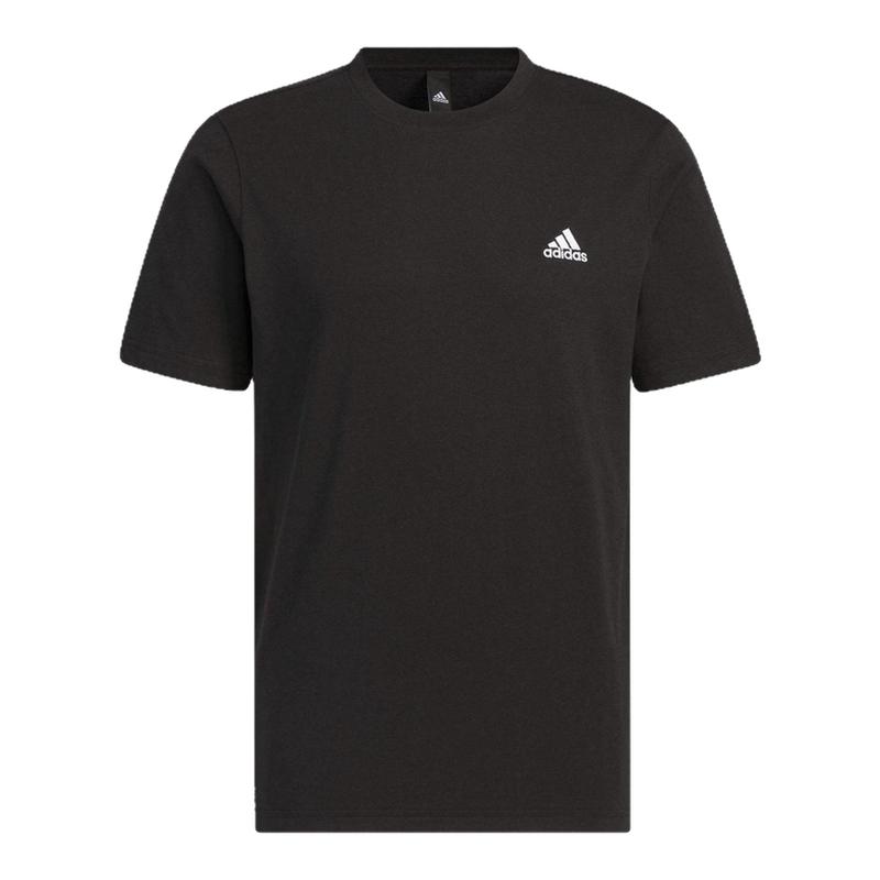 adidas 黑色圆领纯棉 T恤纯色 Logo男女同款情侣百搭跑步休闲短袖