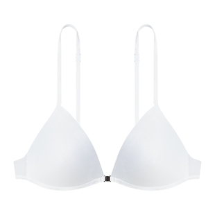 法式前扣美背挂脖内衣女小胸吊带露背无痕薄款三角杯细肩带文胸夏