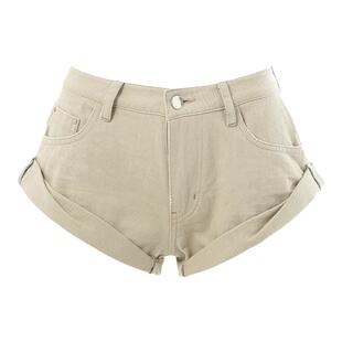 GYOKUU 灰绿色低腰水洗超短基础牛仔短裤女夏ins高街潮