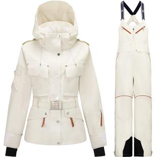 VECVEC单板滑雪服女款套装加厚保暖防风防水户外滑雪衣背带裤双板