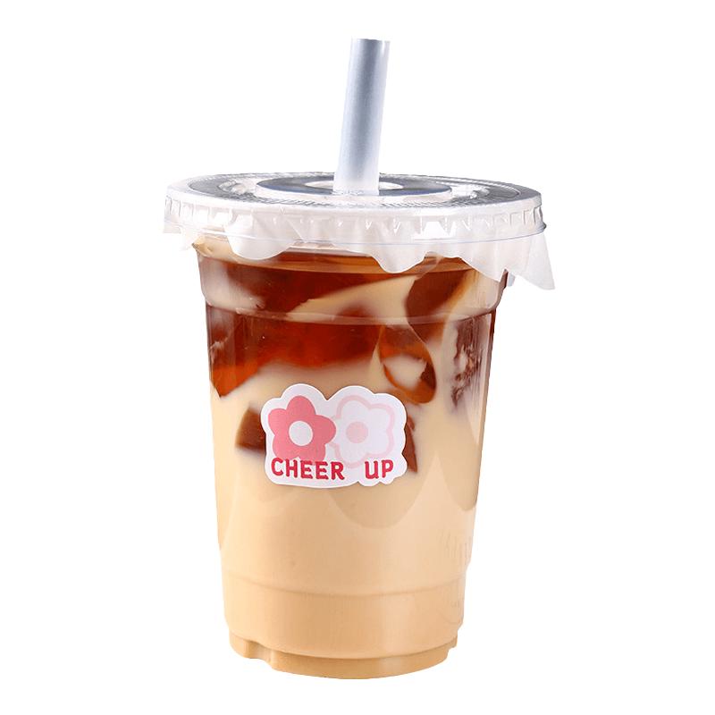 奶茶杯子一次性带盖咖啡杯奶茶店专用商用网红饮料PET冷饮杯透明