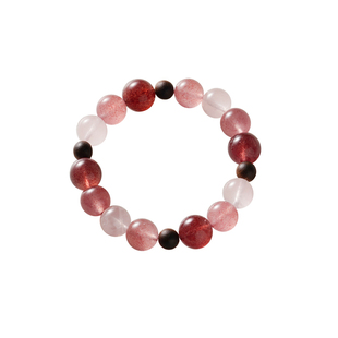 shannai原创「栀妤」天然草莓晶车厘子粉水晶手串女多宝手链礼物