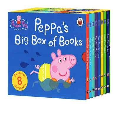 儿童英文绘本 Peppa Pig Peppa's big box of books 小猪佩奇8册套装 英文原版进口 粉红猪小妹 英语启蒙绘本 宝宝睡前故事图画书