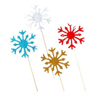 公主生日蛋糕派对甜品台装饰圣诞节冰雪银白色雪花亚克力插件插牌