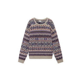 IMMI x LOOKNOW设计师品牌2025秋季新款复古提花套头毛衣女