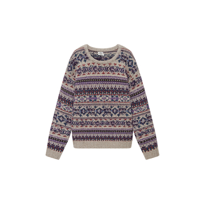 IMMI x LOOKNOW设计师品牌2025秋季新款复古提花套头毛衣女