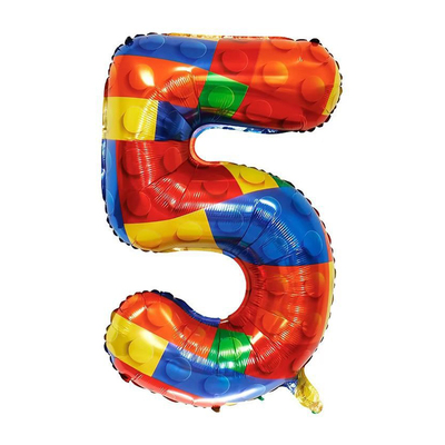 乐高积木儿童生日数字气球装饰