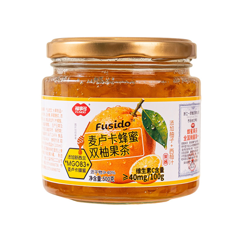福事多麦卢卡蜂蜜柚子茶果酱500g冲泡零食果味原料正品官方旗舰店