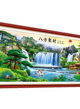流水生财山水画高清客厅装饰画