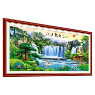 流水生财山水画风景画客厅卧室墙贴挂画背景墙装饰画床头壁画贴画