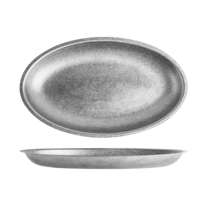 复古不锈钢椭圆盘海鲜盘