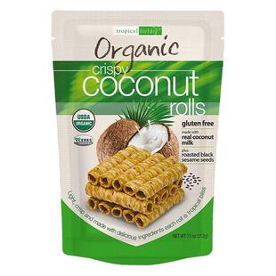 美国直邮 进口Tropical Fields脆皮椰子蛋卷香酥脆休闲小零食312g