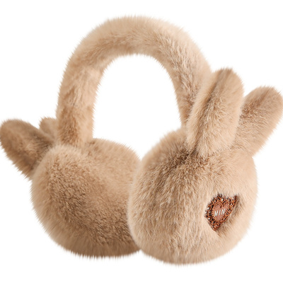 蕾丝爱心小兔耳罩毛绒保暖护耳