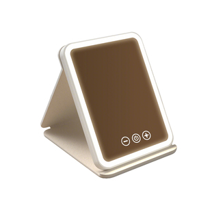 化妆镜带灯led便携折叠台式桌面可立学生家用镜子旅行真实高清