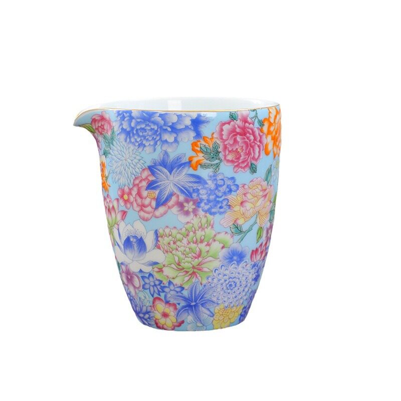 中式珐琅彩茶壶陶瓷万花泡茶壶
