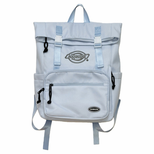 纯色户外工装双肩包女初高中大学生旅行通勤大容量书包电脑背包男