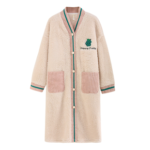 2025新款珊瑚绒睡袍女士秋冬季长款睡裙加绒加厚开衫晨袍睡衣浴袍