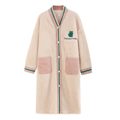 珊瑚绒睡袍女冬季加厚长款睡衣裙