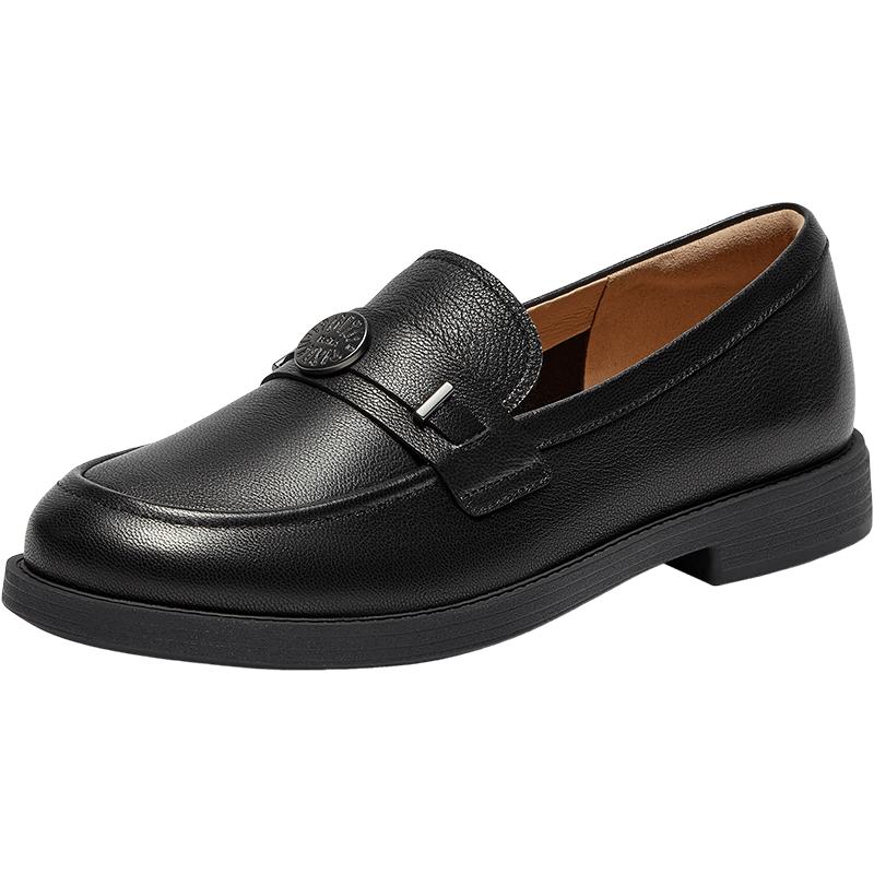 Bata乐福鞋女2025秋商场新款英伦百搭羊皮通勤一脚蹬单鞋AYA16CA5