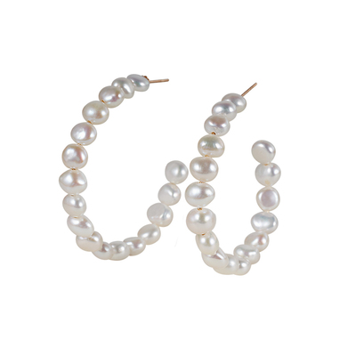 赛赛莉安天然巴洛克淡水珍珠14K包金大耳圈网红同款气质ins小众女