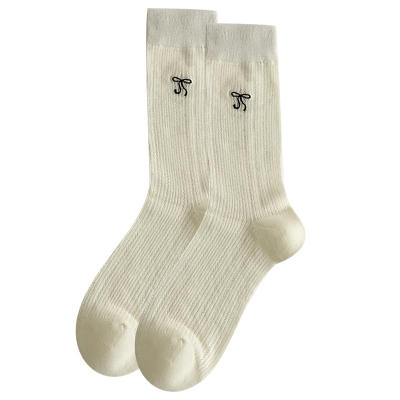 芭蕾风蝴蝶结中筒堆堆薄袜子女款