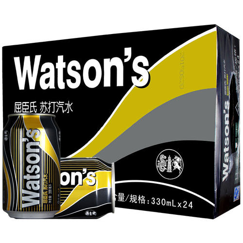 Watson's/屈臣氏苏打水330ml*24听汽水整箱无糖汽水苏打汽水